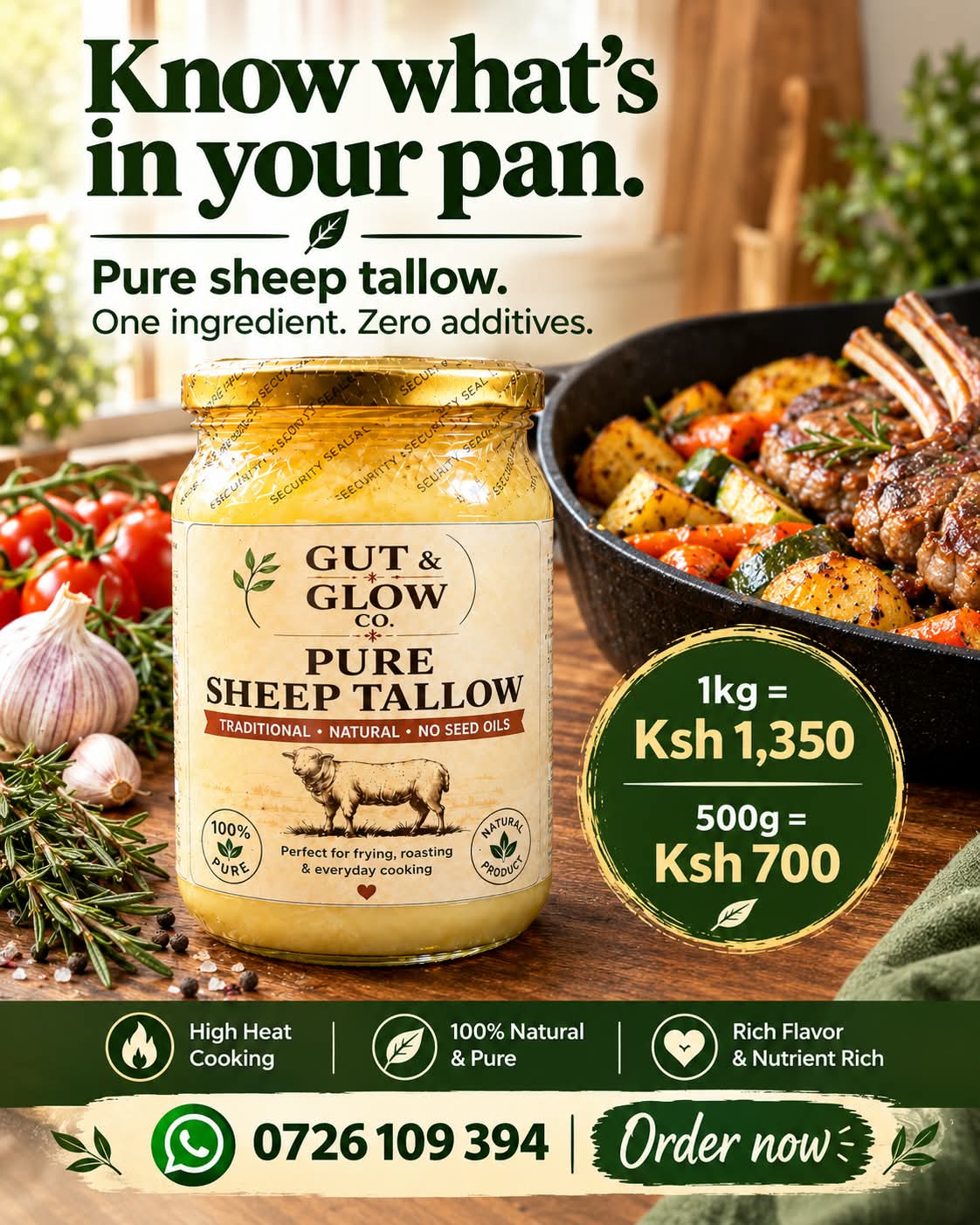Gut & Glow Co. sheep tallow product advertisement
