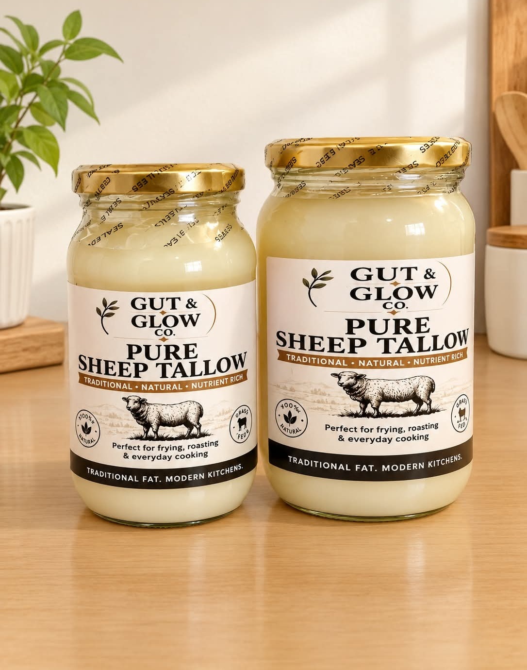 Gut & Glow Co. pure sheep tallow jars
